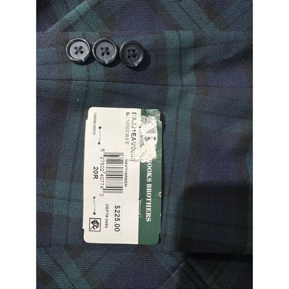 B by Brooks Brothers Youth Plaid Double-Breasted Bamherst Suit Jacket Navy/Green - Picture 6 of 6